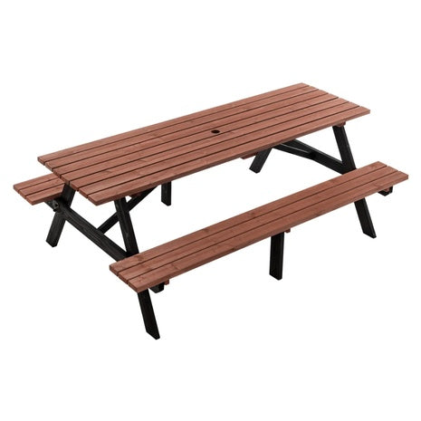 75" Rosalind Wheeler Solid Wood Picnic Table Set