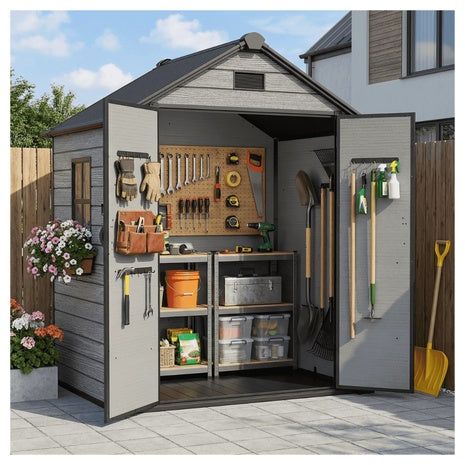 6' X 4.4' Plastic Resin Outdoor Storage Shed W/ Floor & Window
