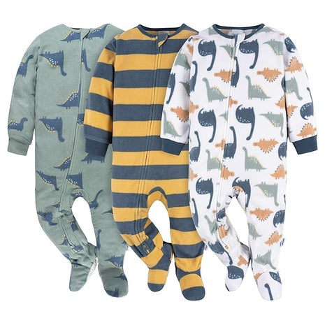 3 Gerber Fleece Footed Pajamas (4 Styles)