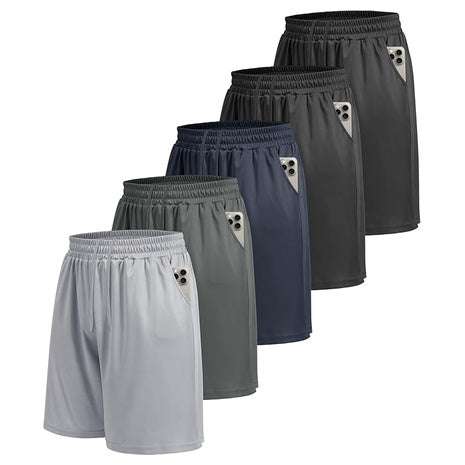 5 Men’s Quick-Dry Athletic Shorts with Pockets