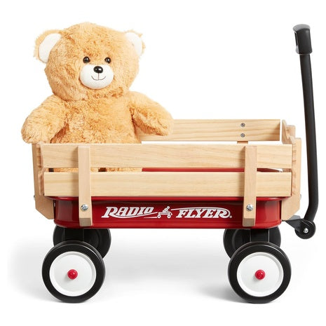 Radio Flyer My 1st Steel & Wood Toy Wagon with Teddy Bear