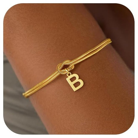 18K Gold Plated Knot Initial Bracelets (All ABC's)