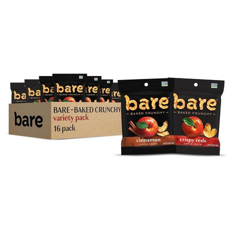 16 Bags Bare Baked Crunchy, Apples Fuji & Reds and Cinnamon Variety Pack