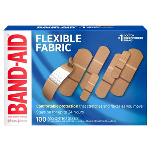 100 Assorted Band-Aid Flexible Fabric Adhesive Bandages