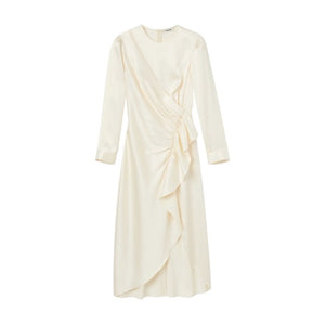 Ruffled Satin-Effect Dress