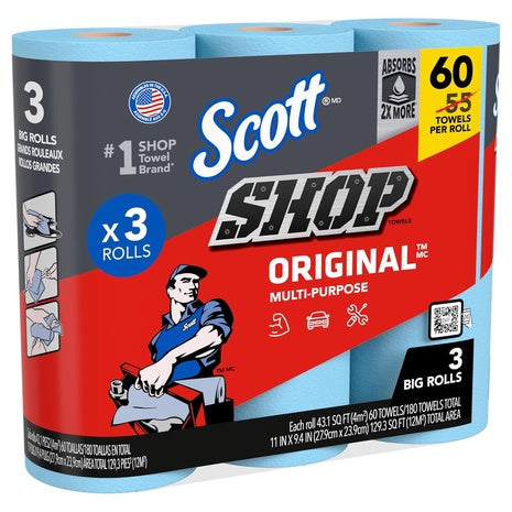 3 Rolls Scott Original Shop Towels