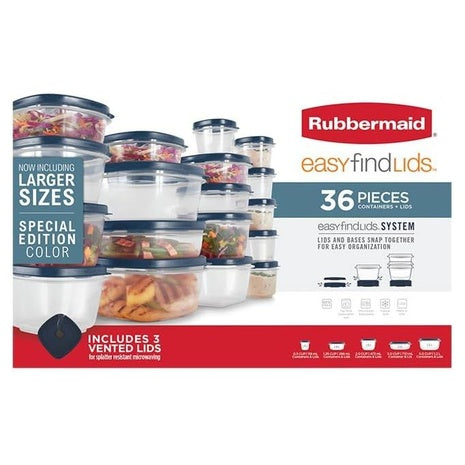 36-Piece Rubbermaid EasyFindLids Containers