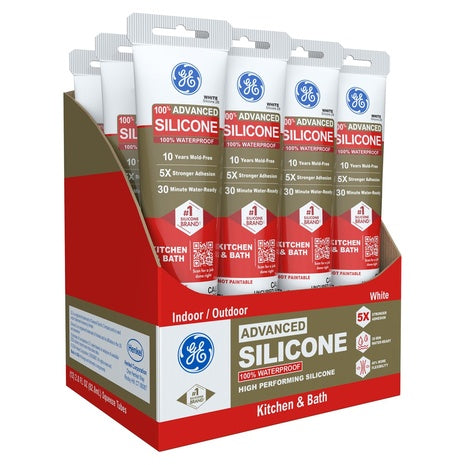 12-Pack GE Advanced Silicone Caulk for Kitchen & Bath (2.8oz)