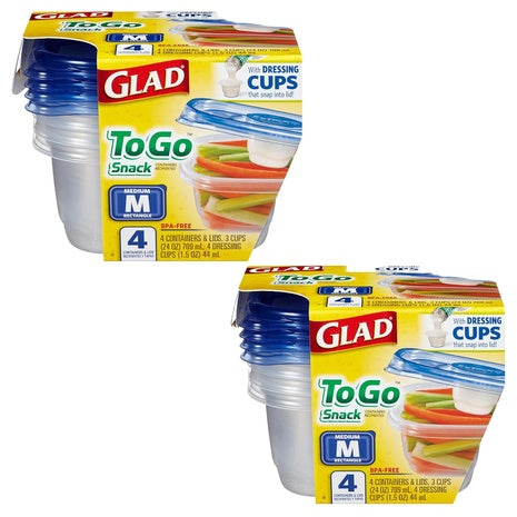8-Count Glad GladWare To Go Snack Food Storage Containers With Lids