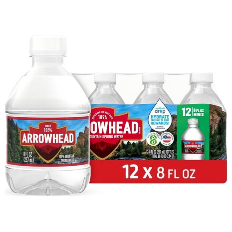 12-Pack Arrowhead Spring Water Bottles (8oz)