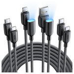 2 Lisen 6.6FT USB-C to USB-C Cables with USB-A & Lightning Adapters