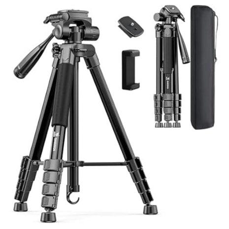 73" Aluminum Travel Camera Tripod With Phone Holder