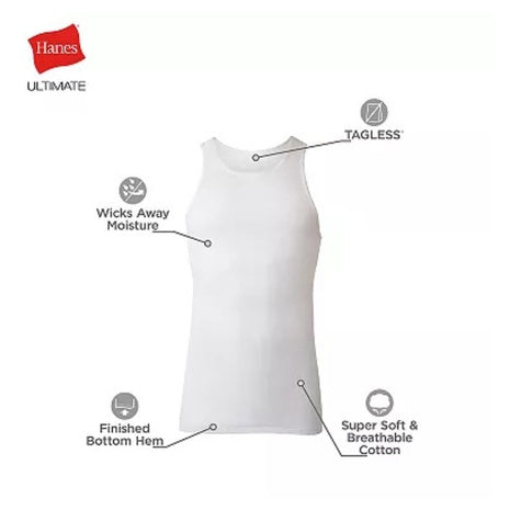 8-Pack Hanes Men's Ultimate ComfortSoft Ribbed Tank Undershirt
