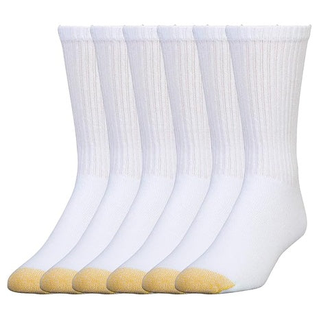 6 Pairs Goldtoe Men’s Cotton Crew Athletic Socks