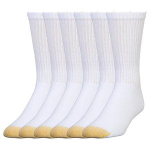 6 Pairs Goldtoe Men’s Cotton Crew Athletic Socks