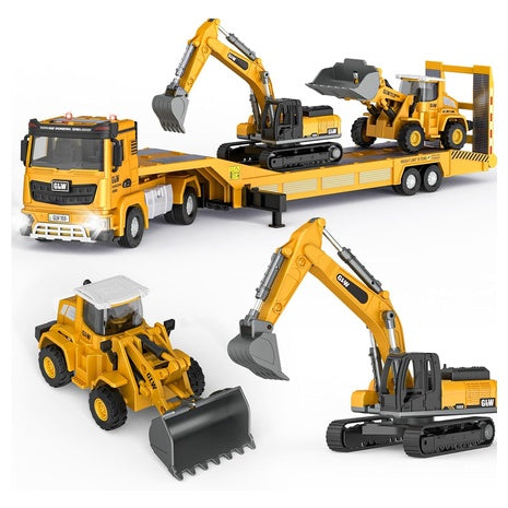 Semi Truck, Excavator & Bulldozer Construction Toy