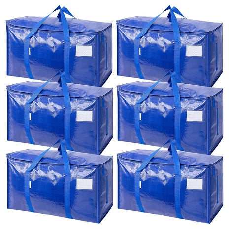 6 XL Heavy-Duty Moving Bags with Zippers & Handles