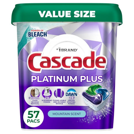 57 Cascade Platinum Mountain Scent Dishwasher Pods