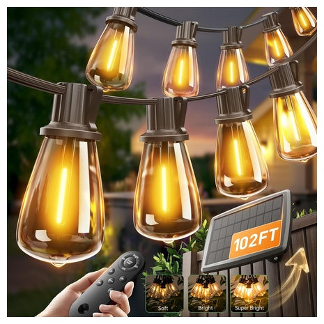 102Ft Solar LED String Lights With Remote