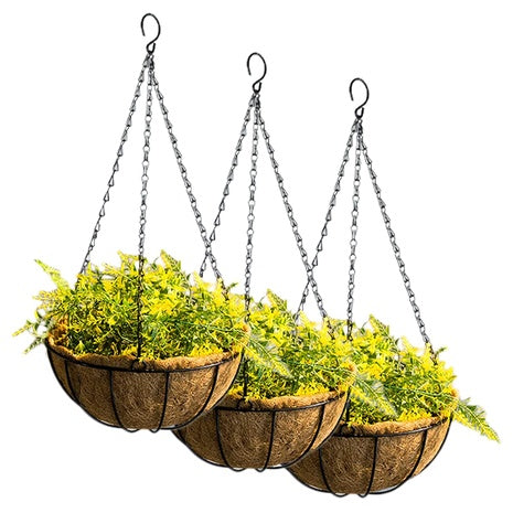 3-Pack 10" Tosnail Metal Hanging Planter Baskets W/ Coco Fiber Liners