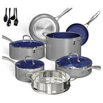 14-Piece DUXANO Nonstick Ceramic Cookware Set W/ Glass Lids & Utensils