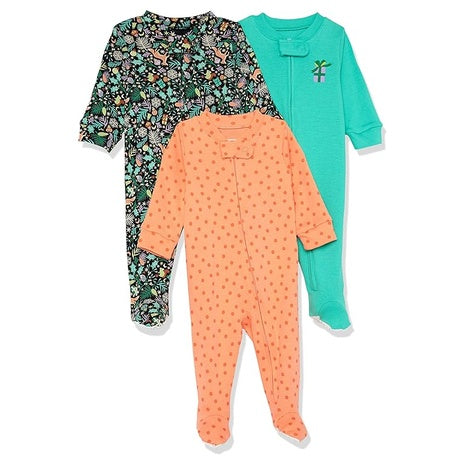 3-Pack Unisex Toddlers and Babies' Cotton Snug-Fit Footed Sleeper Pajamas