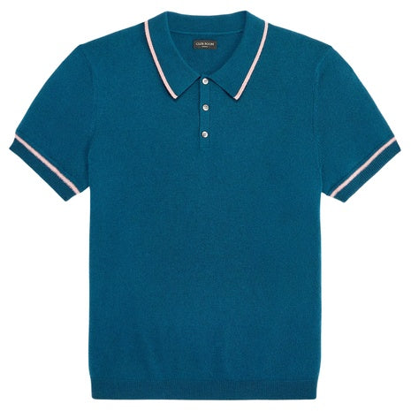 Club Room Men's Regular Fit Tipped 100% Cashmere Sweater Polo Shirt