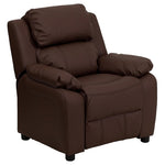 Kids Faux Leather Recliner With Storage Arms