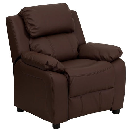 Kids Faux Leather Recliner With Storage Arms