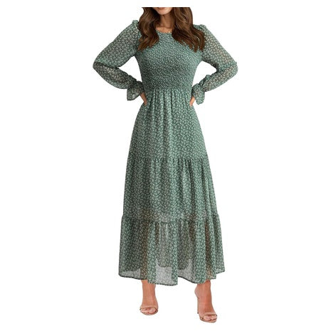 Women's Smocked Top Tiered Maxi Dress