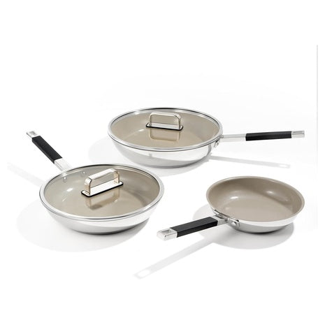 3-Piece Nonstick Fry Pan Set with Lids