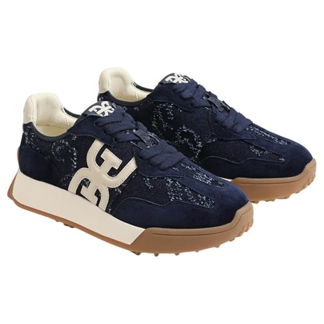 Sam Edelman Women's Langley Lace Up Denim Fabric Sneaker