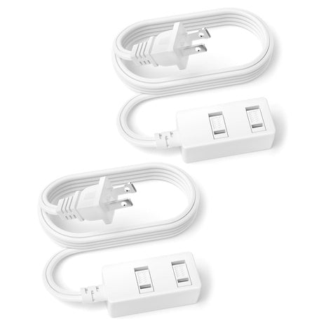 2 6ft Indoor Extension Cords With 3 Outlets