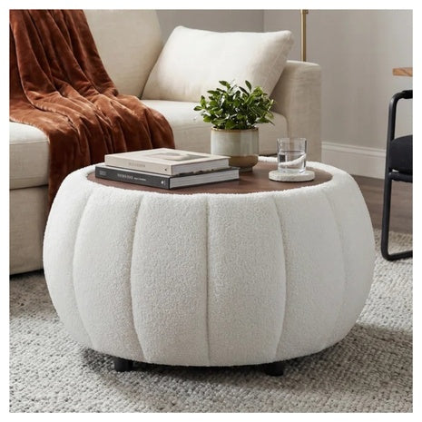 Winston Porter 30" Large Round Storage Ottoman