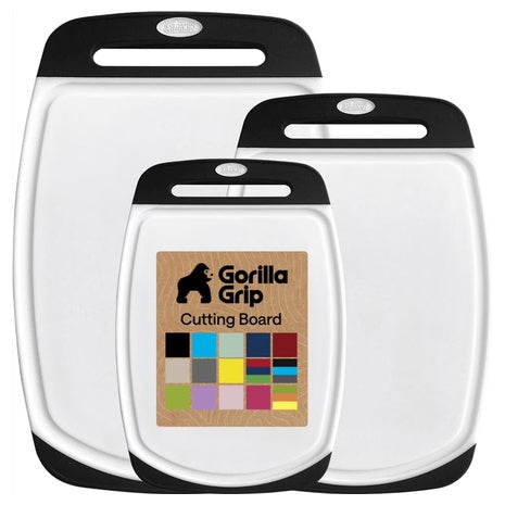3-Set Gorilla Grip 100% BPA-Free Reversible Kitchen Cutting Board