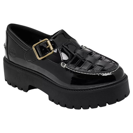 Timberland Women's Patent Leather Stone Street Platform Buckle Shoes