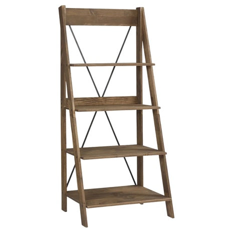 68"H X 35"W 4-Tier Solid Wood Ladder Bookshelf