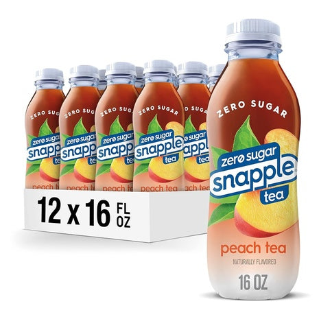 12 Bottles of Snapple Peach Tea, Peach Tea Zero, Kiwi Strawberry and Mango Madness On Sale