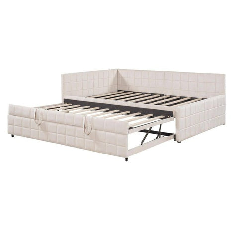 Nestfair Beige L-Shaped Upholstered Full Daybed