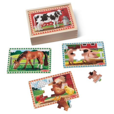 48 Piece Melissa & Doug 4‑in‑1 Wooden Farm Jigsaw Puzzle Set