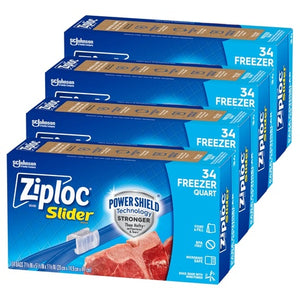 Pack of 136 Ziploc Quart Food Storage Freezer Slider Bags