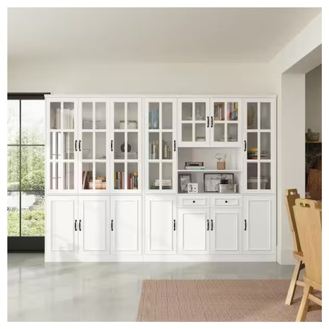 110.2" Wide Wooden 25-Shelves Accent Bookcase