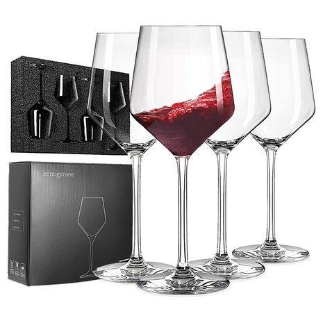 4 Large Crystal Wine Glasses