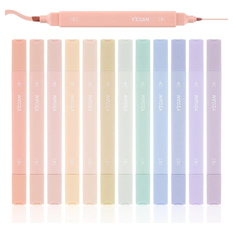 12 Pastel Double-Tip Highlighters