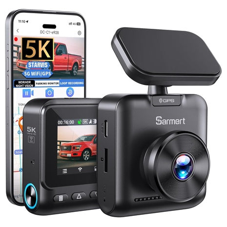 5K UHD Dash Cam with GPS, WiFi, Night Vision, and Parking Mode
