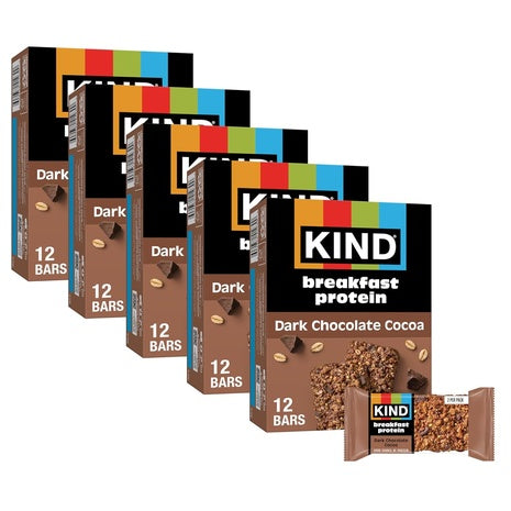 60 KIND Breakfast Dark Chocolate Cocoa Protein Bars