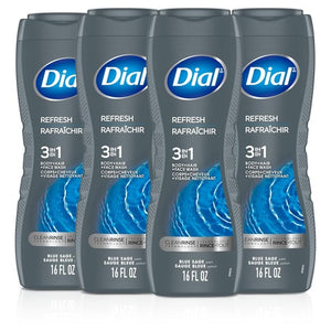 4 Bottles Dial Men 3-in-1 Hydro Fresh, Hair & Face Wash