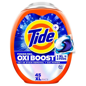 45 XL Tide Oxi Boost Power PODS Liquid Laundry Detergent Soap Pacs