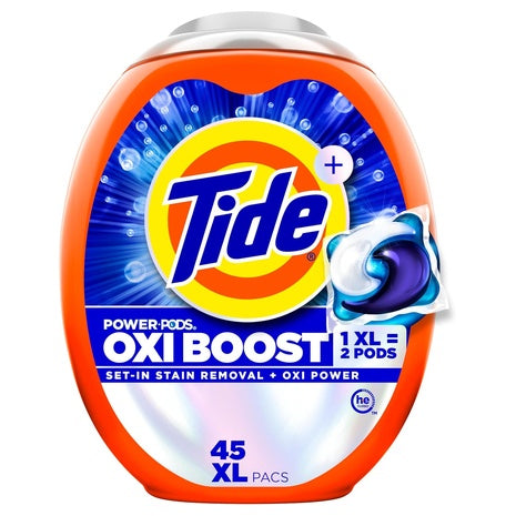Tide Oxi Boost Power Pods Laundry Detergent Pods, 45 Count