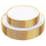 60 White & Gold Disposable Plates
